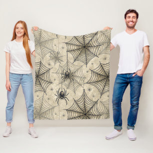 Vintage Spinnen und Weben Halloween-Muster Fleecedecke