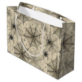 Vintage Spinnen und Weben Halloween-Muster Große Geschenktüte (Rückseite Schrägansicht)