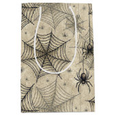 Vintage Spinnen und Weben Halloween-Muster Mittlere Geschenktüte (Vorderseite)