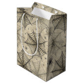 Vintage Spinnen und Weben Halloween-Muster Mittlere Geschenktüte (Rückseite Schrägansicht)