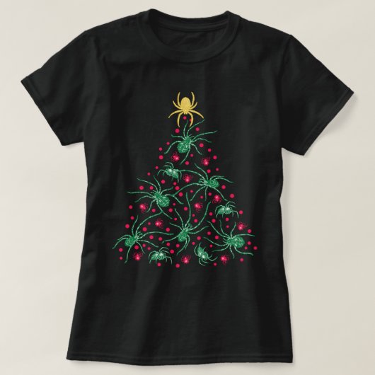 Vintage Spinnen Weihnachtsbaum T-Shirt (Design vorne)