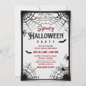 Vintage Spinnennetze, graue Halloween-Fledermäuse Einladung (Vorderseite)