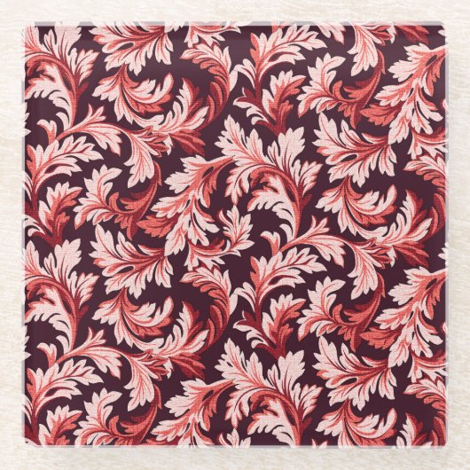 Vintage Spiral Barock Blätter, texturiert. Glasuntersetzer (Vorderseite)