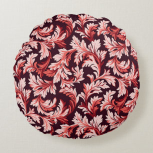Vintage Spiral Barock Blätter, texturiert. Rundes Kissen