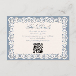 Vintage-Spitze Dusty Blue Hochzeits-Website QR-Cod Begleitkarte