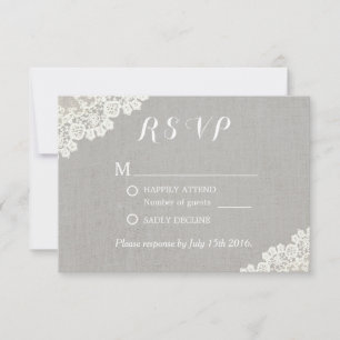 Vintage Spitze Eleganen Linen Rustikale Hochzeit R RSVP Karte