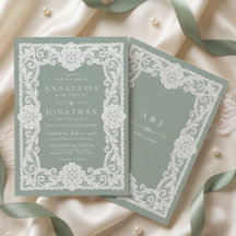 Vintage-Spitze-Hochzeit in Salbeigrün