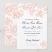 Vintage Spitze-Hochzeits-Einladung - Einladung (Vorne/Hinten)