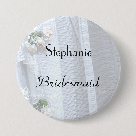 Vintage Spitze, Name, Bridesmaid Button-Button Button (Vorderseite)