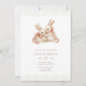 Vintage-Spitze Rosa Some Bunny Baby Shower Einladung (Vorderseite)