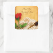 Vintage Spitze, Rote Rose, Aufkleber für Pergament (Tasche)