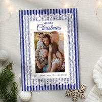Vintage-Spitze Royalblau gestreift Ein Foto Weihna