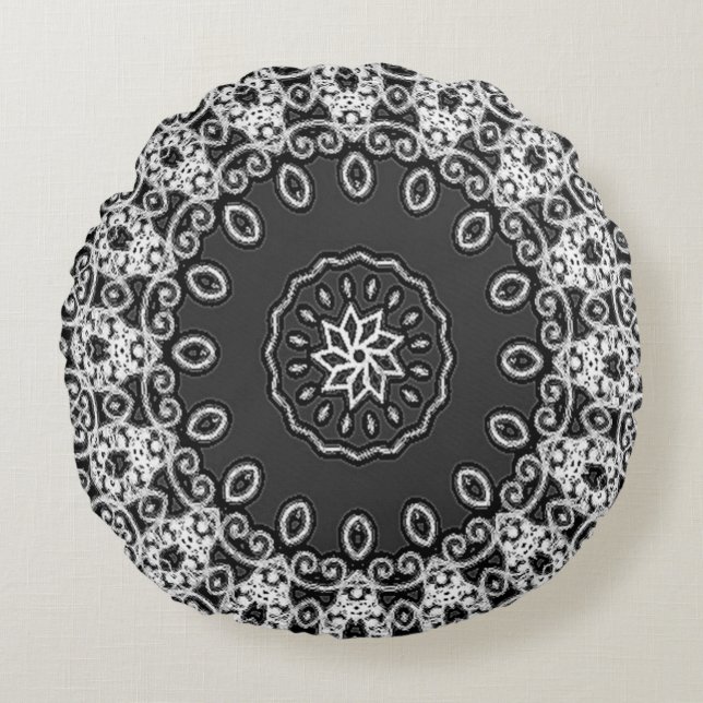 VINTAGE SPITZE RUNDES KISSEN (Vorderseite)