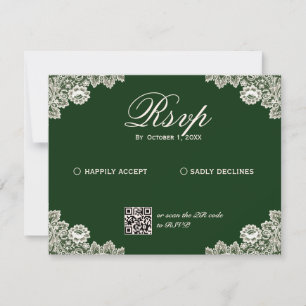 Vintage-Spitze Tiefgrüne Romantische Hochzeit RSVP Karte
