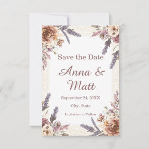Vintage-Spitze und gepresste botanische Save-the-D Save The Date
