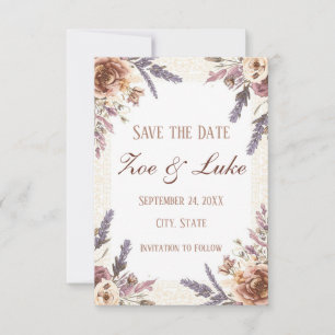 Vintage-Spitze und gepresste botanische Save-the-D Save The Date