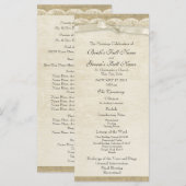 Vintage-Spitze- und Jute-Hochzeitsprogramm Programm (Vorne/Hinten)