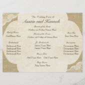 Vintage-Spitze- und Jute-Hochzeitsprogrammkarte Programm (Rückseite)