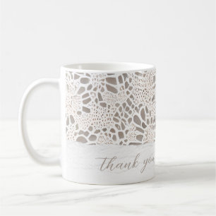 Vintage-Spitze und Leinen Danke Kaffeetasse