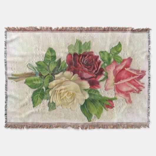 Vintage Spitze und Rosen afghanisch Decke (Vorderseite)