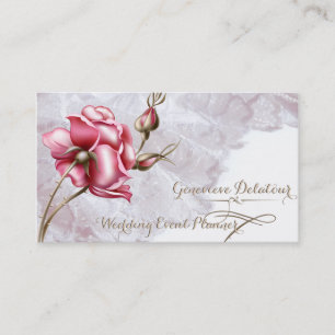 Vintage-Spitze und Rosen-Hochzeitsplaner Visitenkarte