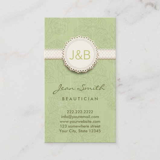 Vintage Spitzeblumenbeautician-Geschäfts-Karte Visitenkarte (Vorderseite)