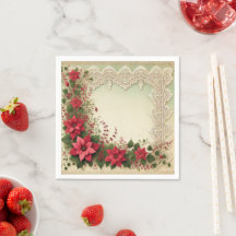 Vintage-Spitzen-Blumen-Weihnachtsstern-Rahmen-Deco
