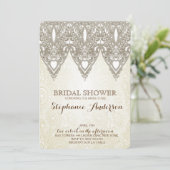Vintage Spitzen-Bridal-Dusche Einladungen (Stehend Vorderseite)