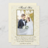 Vintage Spitzen Elegantes Foto Hochzeit Dankeskarte (Vorne/Hinten)