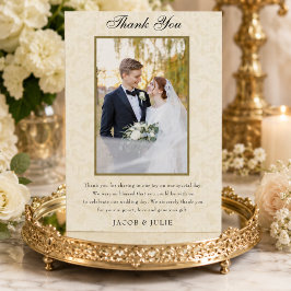 Vintage Spitzen Elegantes Foto Hochzeit Dankeskarte