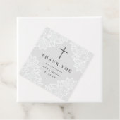 Vintage Spitzen graue Taufe danke Geschenkanhänger (Beispiel)