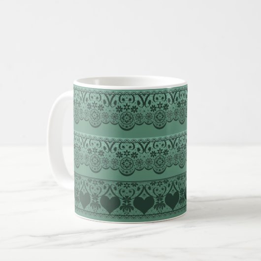Vintage Spitzen-Grünflächen für Dekoration Kaffeetasse (Vorderseite Links)