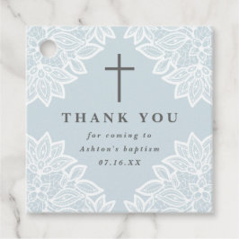 Vintage Spitzen Himmel blaue Taufe danke Ihnen für Geschenkanhänger