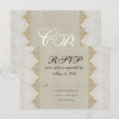 Vintage Spitzen-Linen Rustic Wedding RSVP (Vorne/Hinten)