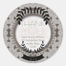 Vintage Spitzen & Lorbeeren Vielen Dank, dass Sie Runder Aufkleber