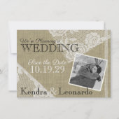 Vintage Spitzen Romantik Save the Date (Vorderseite)