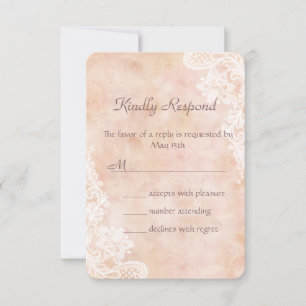 Vintage Spitzen-Rose Alte Papier Hochzeit RSVP Ein Karte