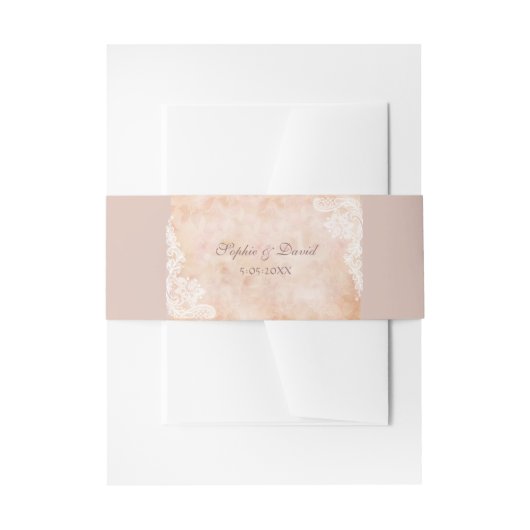 Vintage Spitzen-Rose Altes Papier Hochzeit Einladungsbanderole (Vorderseite Beispiel)