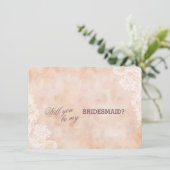 Vintage Spitzen-Rose Altpapier Hochzeitsjury Einladung (Stehend Vorderseite)