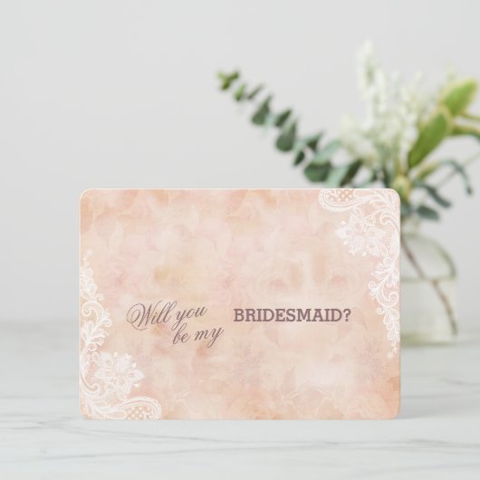 Vintage Spitzen-Rose Altpapier Hochzeitsjury Einladung (Stehend Vorderseite)