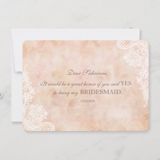 Vintage Spitzen-Rose Altpapier Hochzeitsjury Einladung (Rückseite)