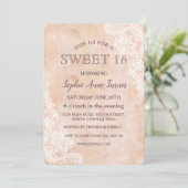Vintage Spitzen-Rose Altpapier SWEET 16 Einladung (Stehend Vorderseite)