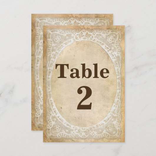 Vintage Spitzen Rustikale Romantische Tischnummer (Vorne/Hinten)
