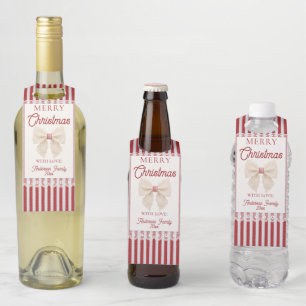 Vintage-Spitzen-Schleife Retro-Rote Streifen Weihn Flaschenanhänger
