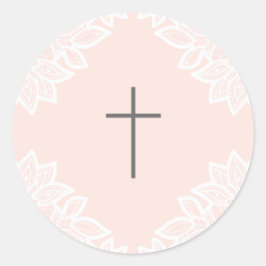 Vintage Spitzen-Taufkleber Runder Aufkleber