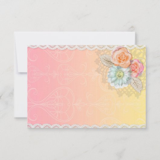 Vintage Spitzen und Blume RSVP Karte (Rückseite)