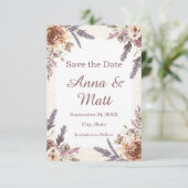 Vintage Spitzen und Botanisches Save the Date gepr (Stehend Vorderseite)