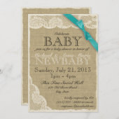 Vintage Spitzen- und Bow-Babydusche Einladung (Vorne/Hinten)