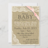 Vintage Spitzen- und Bow-Babydusche Rosa Einladung (Vorderseite)