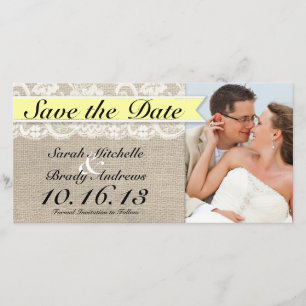 Vintage Spitzen und Burlap-Look Save the Date - Ge